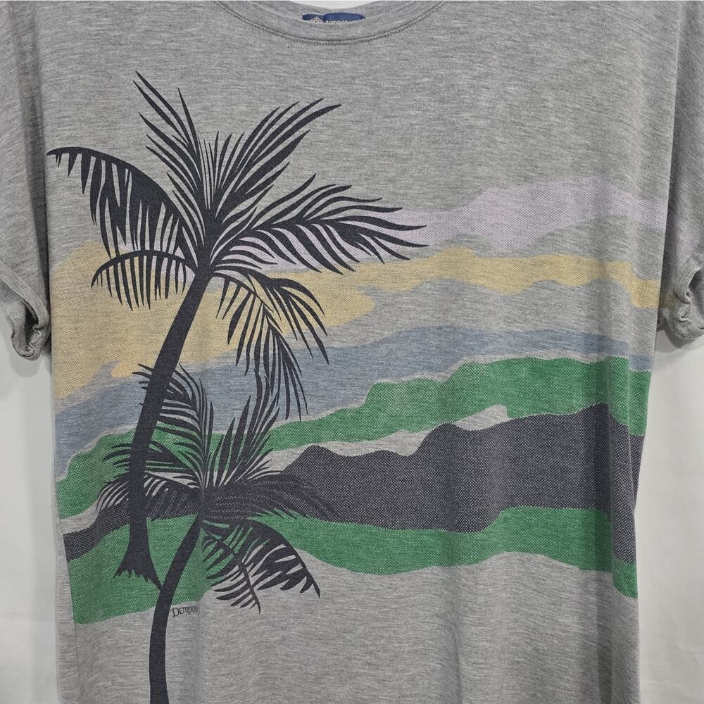 Democracy Womens XL Gray Tropical Palm Graphic Knit Dolman Short Sleeve T-Shirt - Picture 3 of 10